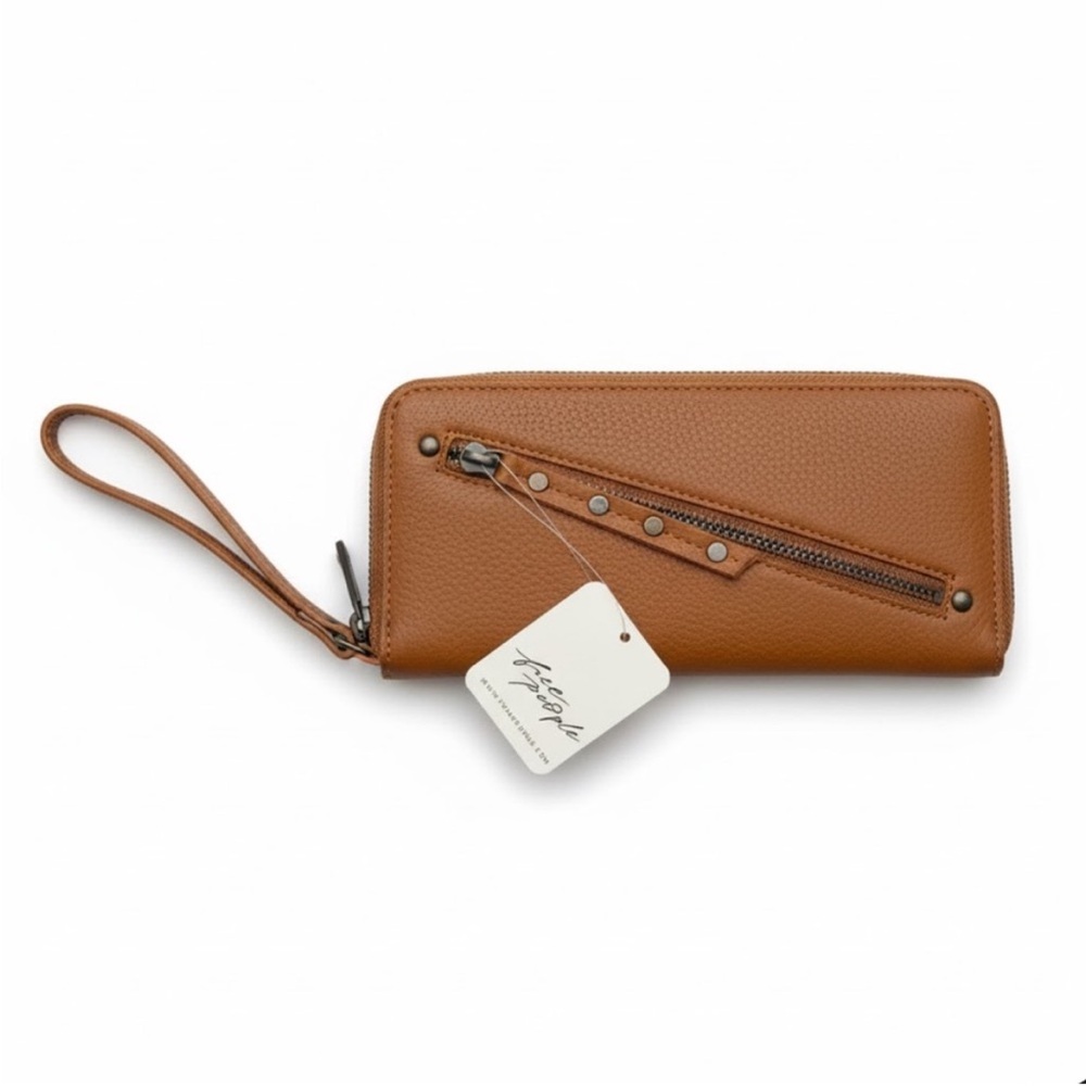 Free People Brown Distressed Vegan Wallet Wristlet - NWT